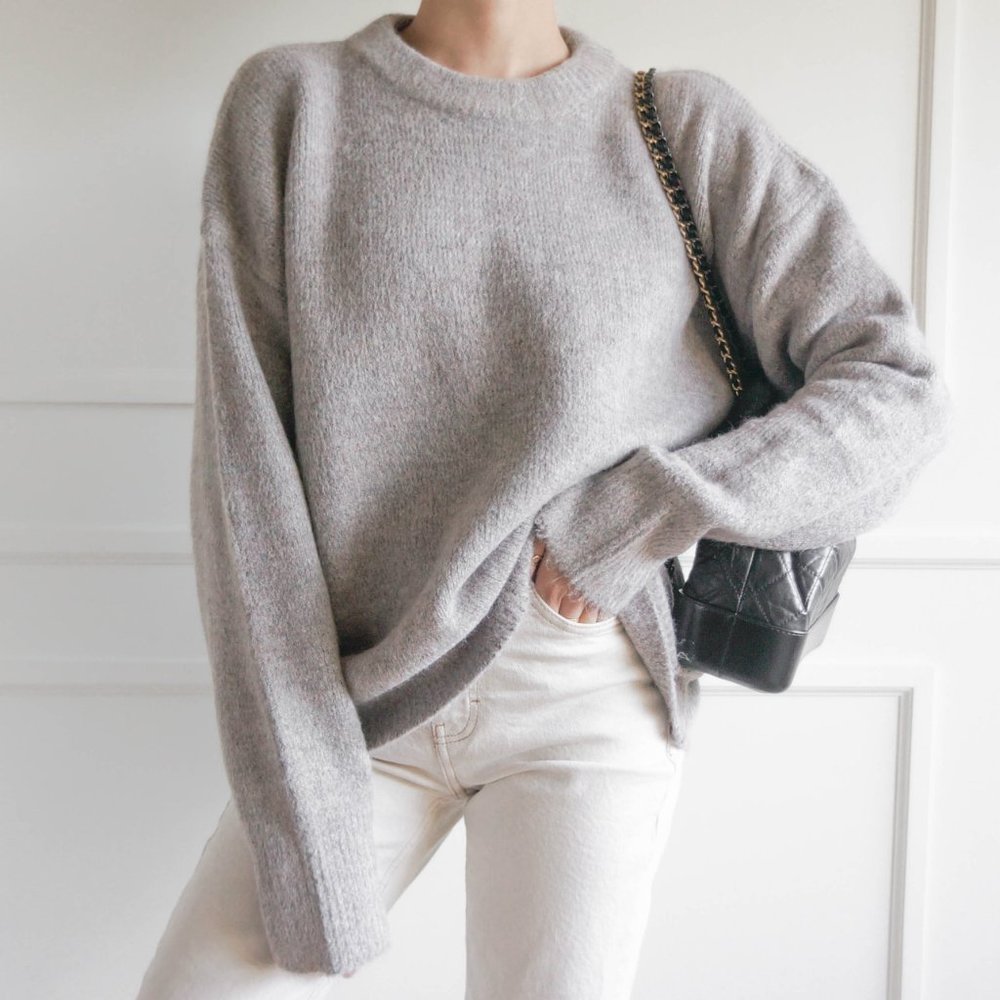 (LAST ONE) Thick Sweater Wool/Mohair Grey - Picture 12 of 12